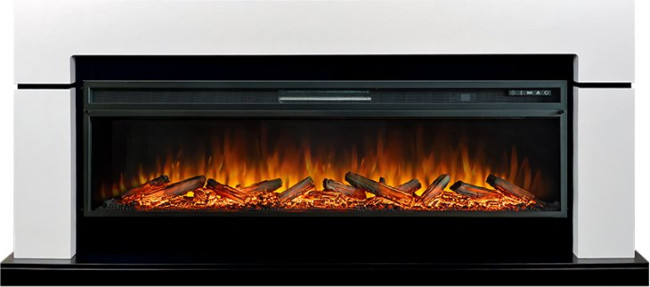 Каминокомплект Lindos 60 - Белый с черным с очагом Vision 60 LOG LED в Тюмени