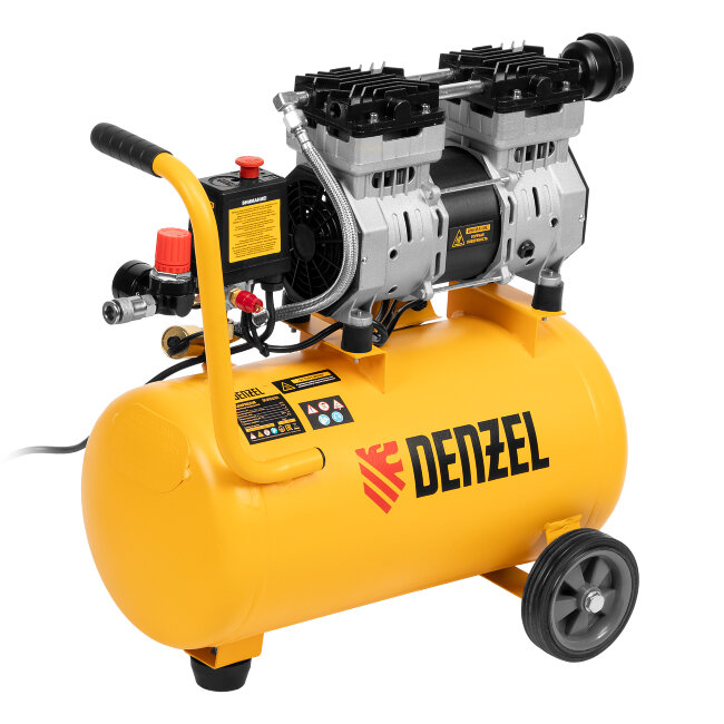Компрессор DLS950/24 безмаслянный малошумный 950 Вт, 165 л/мин, ресивер 24 л Denzel в Тюмени