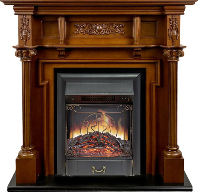 Каминокомплект Oxford - Орех с очагом Majestic FX Black в Тюмени