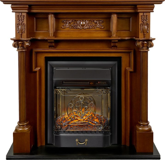 Каминокомплект Oxford - Орех с очагом Majestic FX M Black RC в Тюмени