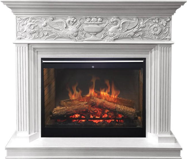 Каминокомплект Palace - Белый с серебром с очагом Symphony 30'' DF3020-INT в Тюмени