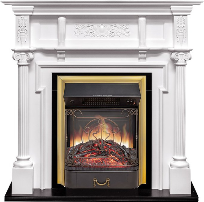 Каминокомплект Oxford - Белый с очагом Majestic FX M Brass в Тюмени