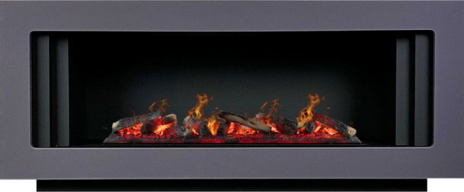 Каминокомплект Line SFT - Серый графит с черным с очагом Design L1000RF 3D PS/LOG в Тюмени