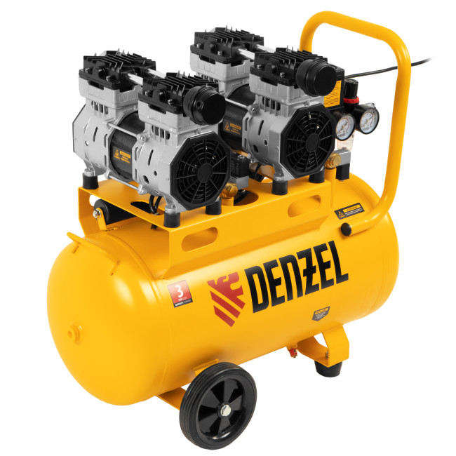 Компрессор безмасляный, малошумный DLS 1500/50, 1500 ВТ, 2x750, 50 л, 260 л/мин Denzel в Тюмени