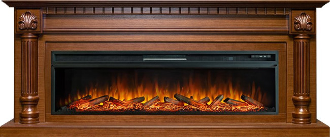 Каминокомплект Edinburg 60 - Орех с очагом Vision 60 LOG LED в Тюмени