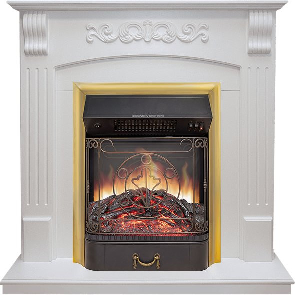 Каминокомплект Sorrento угловой - Белый дуб с очагом Majestic FX M Brass в Тюмени