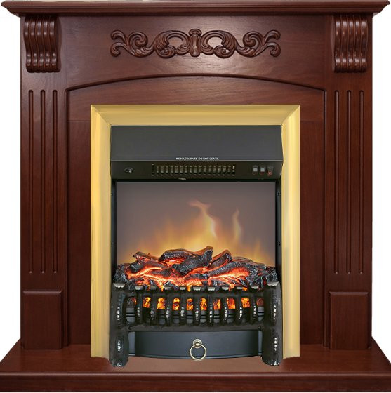 Каминокомплект Sorrento угловой - Орех с очагом Fobos FX M Brass в Тюмени
