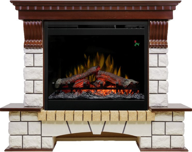 Каминокомплект Pierre Luxe - Темный дуб / Белый с очагом Symphony 26'' DF2624L-INT в Тюмени