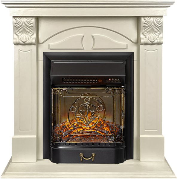 Каминокомплект Dublin (деревянный) RUSTIC (Разборный) - Слоновая кость с очагом Majestic FX M Black RC в Тюмени