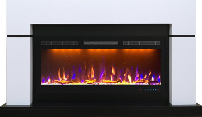 Каминокомплект Lindos - Белый с черным (Ширина 1470мм) с очагом Crystal 40 RF в Тюмени