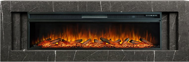 Каминокомплект Line 60 SFT Stone Touch (Разборный) - Серый мрамор с очагом Vision 60 LOG LED в Тюмени