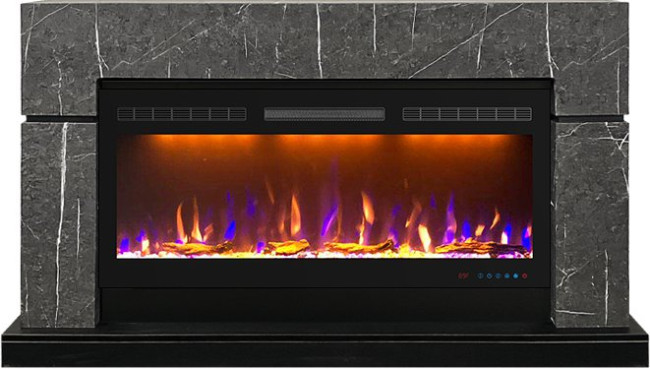 Каминокомплект Lindos 42 SFT - Серый мрамор (Ширина 1470мм) с очагом Crystal 40 RF в Тюмени