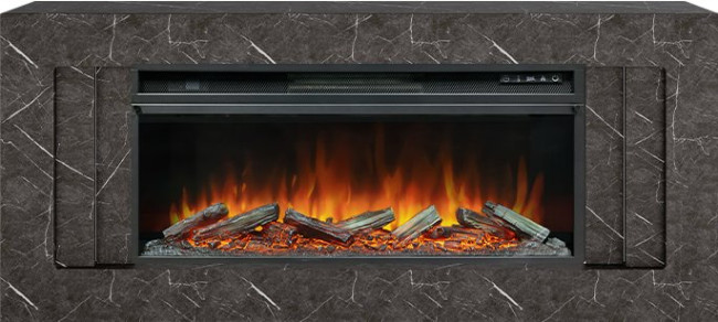 Каминокомплект Line 42 SFT Stone Touch (Разборный) - Серый мрамор с очагом Vision 42 LOG LED в Тюмени