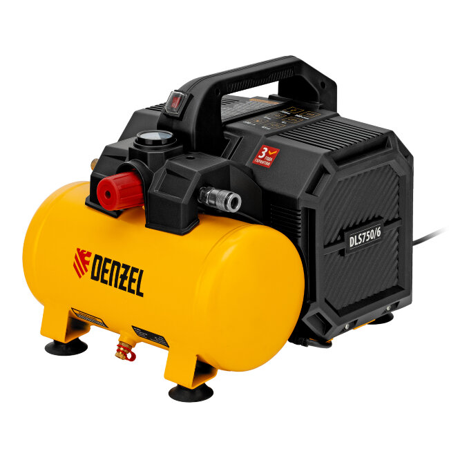Компрессор  DLS750/6 безмасляный малошумный 750 Вт, 140 л/мин,ресивер 6 л Denzel в Тюмени
